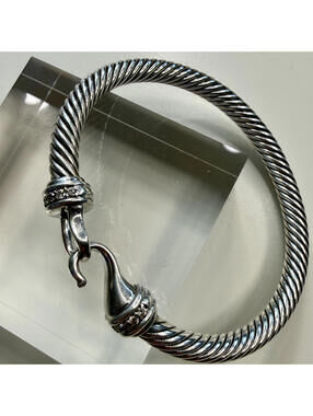 💎 Authentic David Yurman Cable Buckle Bracelet (5mm) silver, 18K gold, diamonds